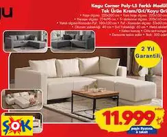 KAGU CORNER POLY-L5 FARKLI MODÜL TEK ÜRÜN KREM/GRİ/KOYU GRİ